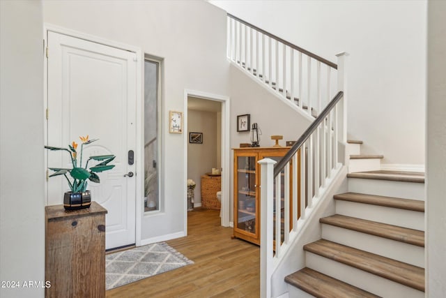 entrance foyer with light wood-type flooring