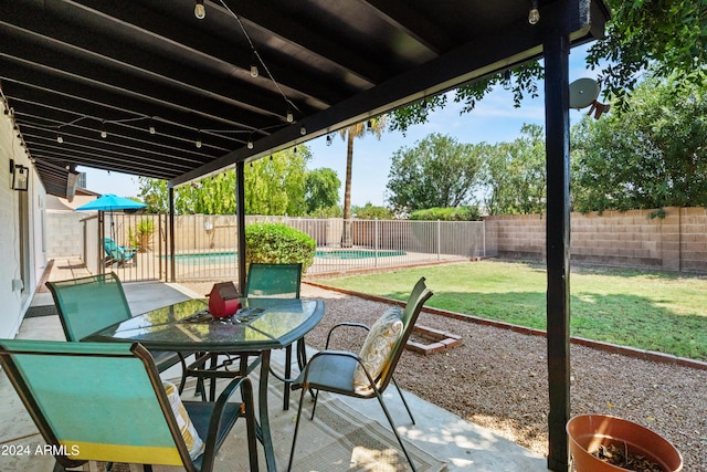 view of patio featuring a fenced in pool