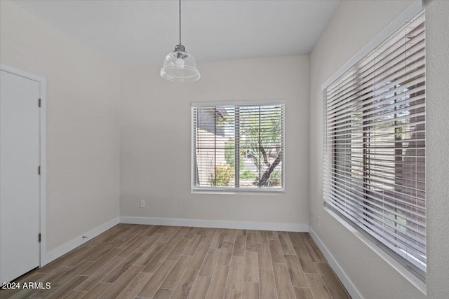 spare room featuring wood-type flooring