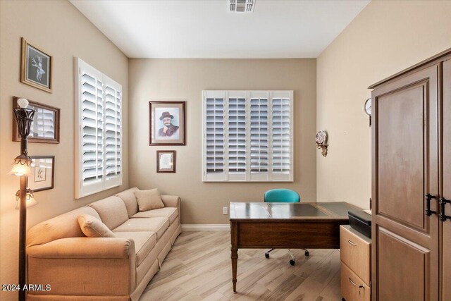 office space featuring light hardwood / wood-style floors