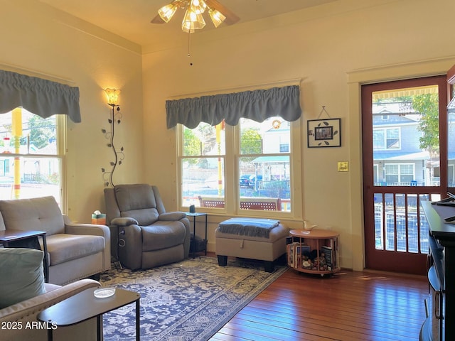 510 Tombstone Cyn, Bisbee, AZ 85603 - living area featuring a ceiling fan and hardwood / wood-style floors