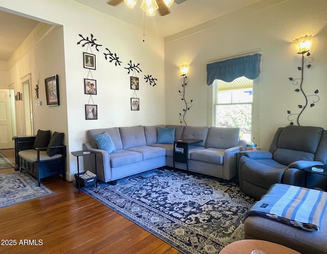 510 Tombstone Cyn, Bisbee, AZ 85603 - living room with hardwood / wood-style floors and a ceiling fan