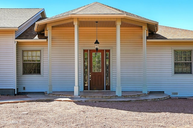 889 E Dealers Choice Ln, Payson, AZ 85541 - doorway to property with covered porch and roof with shingles