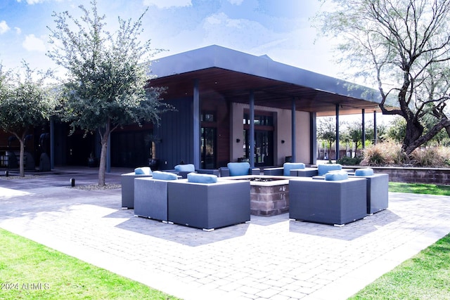30507 N 167th St, Scottsdale, AZ 85262 - view of patio with an outdoor living space with a fire pit