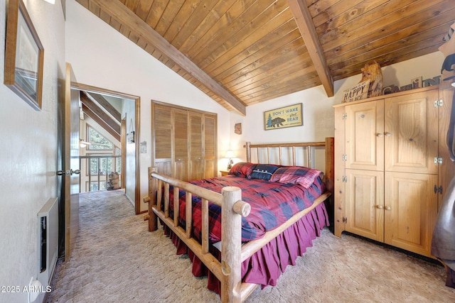 17425 Sequoia Dr, Munds Park, AZ 86017 - bedroom with light carpet and wood ceiling