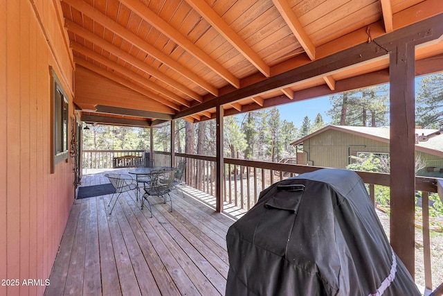 17425 Sequoia Dr, Munds Park, AZ 86017 - wooden deck featuring outdoor dining space and area for grilling