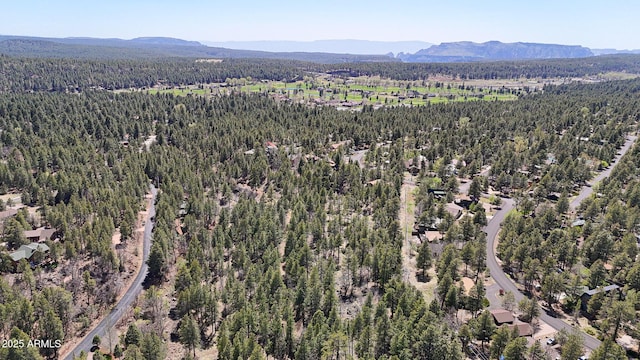 17425 Sequoia Dr, Munds Park, AZ 86017 - drone / aerial view of a heavily wooded area and a mountain backdrop