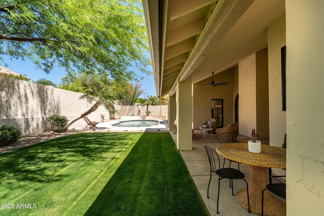 8910 E Topeka Dr, Scottsdale, AZ 85255 - view of yard featuring ceiling fan and a patio area