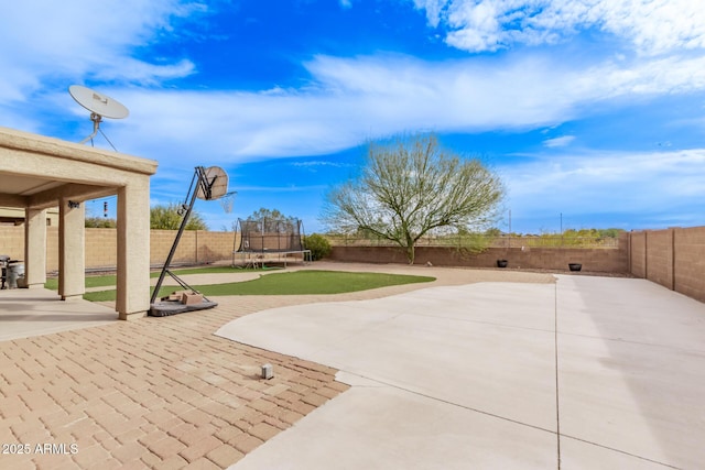 view of patio featuring a trampoline