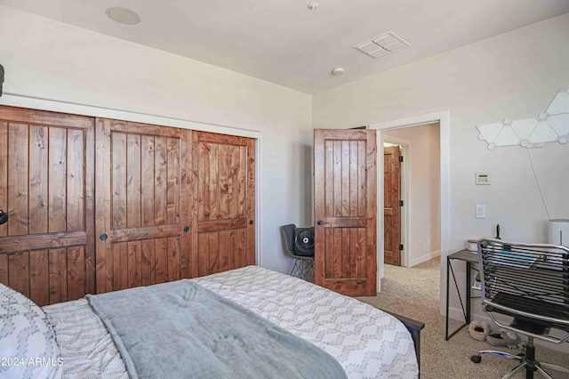 carpeted bedroom with visible vents