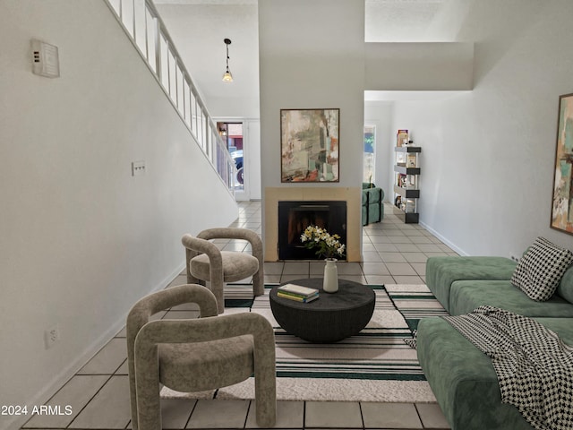 view of tiled living room