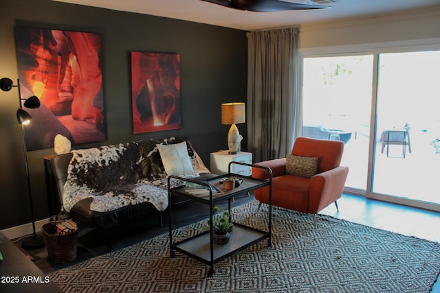 202 N Florence Ave, Litchfield Park, AZ 85340 - living area featuring a ceiling fan and wood finished floors