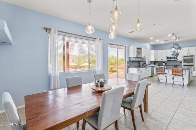 3019 W Trail Dr, Phoenix, AZ 85086 - dining space featuring recessed lighting, visible vents, and light tile patterned floors