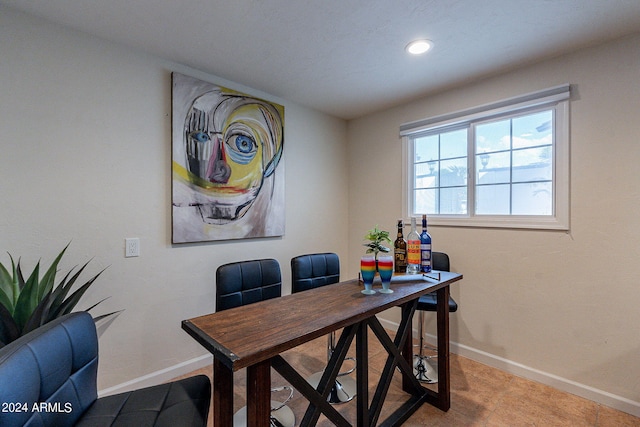 office area featuring baseboards and recessed lighting