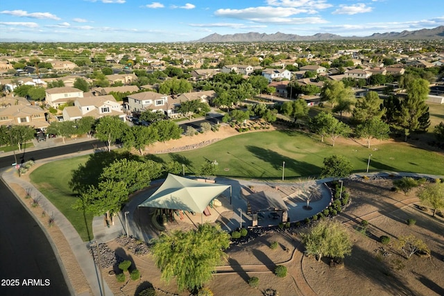aerial view featuring a residential view and a mountain view