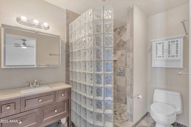 101 W 8th Pl, Mesa, AZ 85201 - full bathroom with toilet, a ceiling fan, walk in shower, and vanity