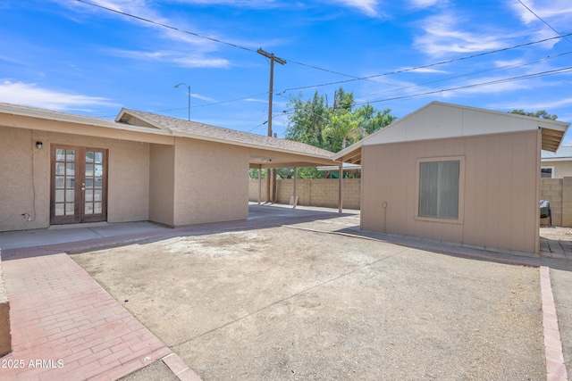 101 W 8th Pl, Mesa, AZ 85201 - view of patio / terrace featuring french doors and fence
