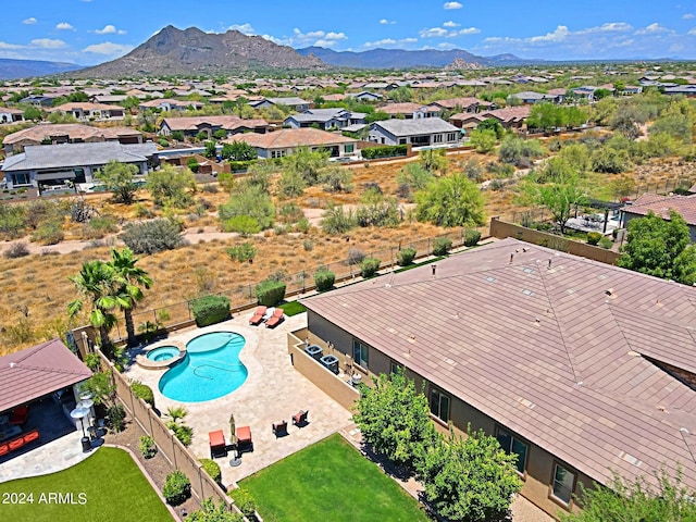 aerial view with a residential view and a mountain view