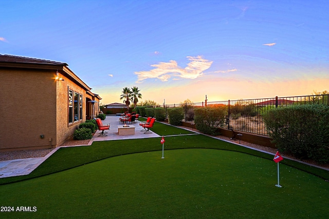 view of yard featuring a patio area and a fenced backyard