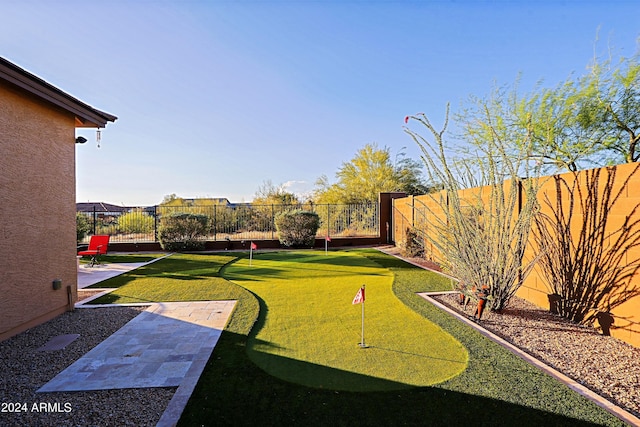 view of yard with a patio area and a fenced backyard