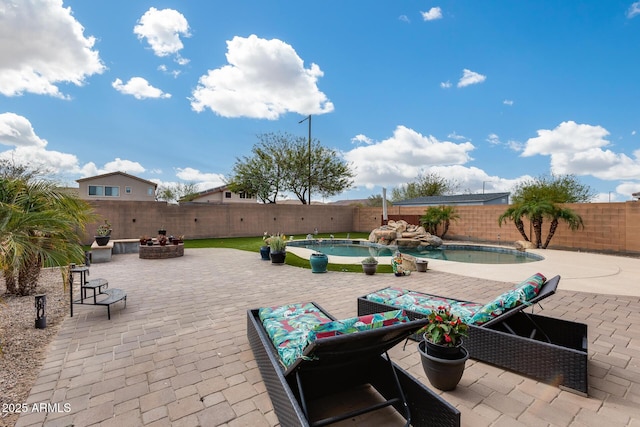 view of patio with a fenced backyard and a fenced in pool