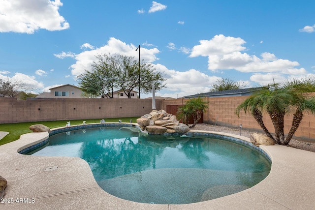 view of pool with a fenced in pool and a fenced backyard