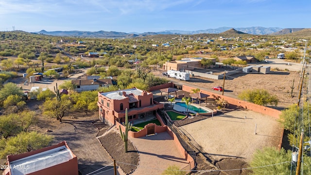 47012 N New River Rd, New River, AZ 85087 - aerial view of residential area featuring a mountain backdrop and a pool area