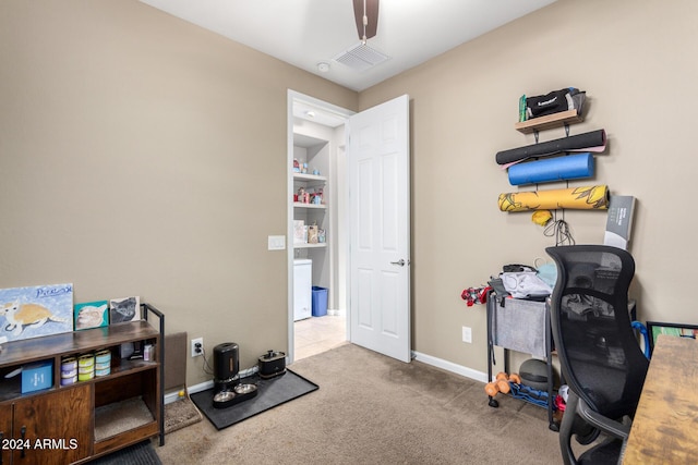 interior space featuring carpet