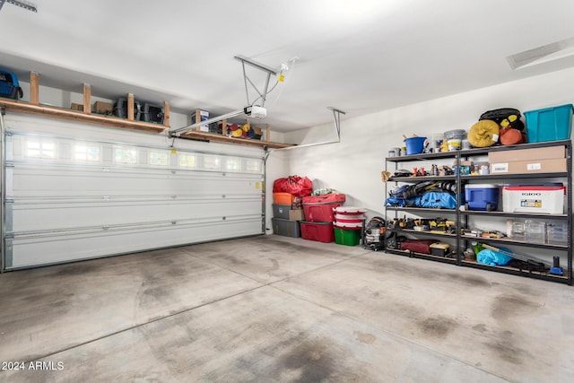 garage with a garage door opener