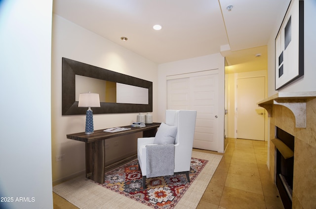 office area featuring light tile patterned floors