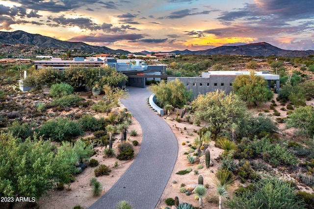 exterior space featuring a mountain view