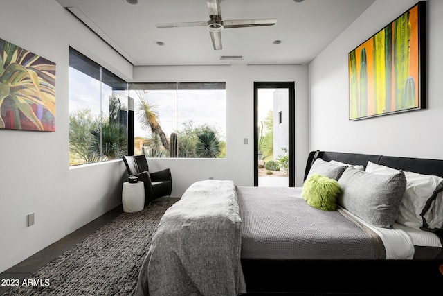 bedroom featuring ceiling fan