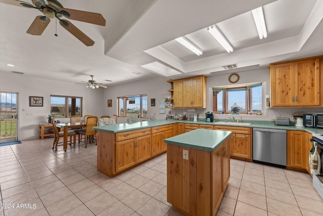 22900 W Hylton Way, Congress, AZ 85332 - kitchen with dishwasher, a wealth of natural light, and a center island