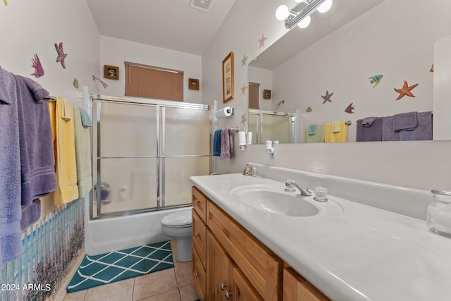 22900 W Hylton Way, Congress, AZ 85332 - full bathroom featuring tile patterned flooring, shower / bath combination with glass door, toilet, and vanity