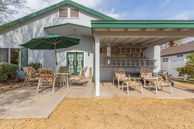 view of patio featuring french doors