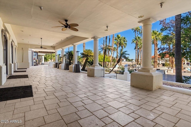 view of patio with a ceiling fan