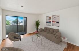 living room with light hardwood / wood-style floors