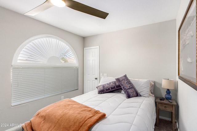 bedroom featuring ceiling fan