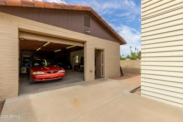 view of garage