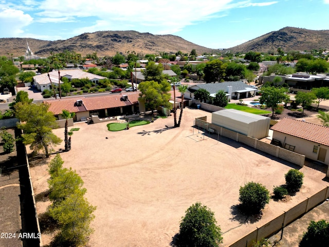 aerial view with a mountain view