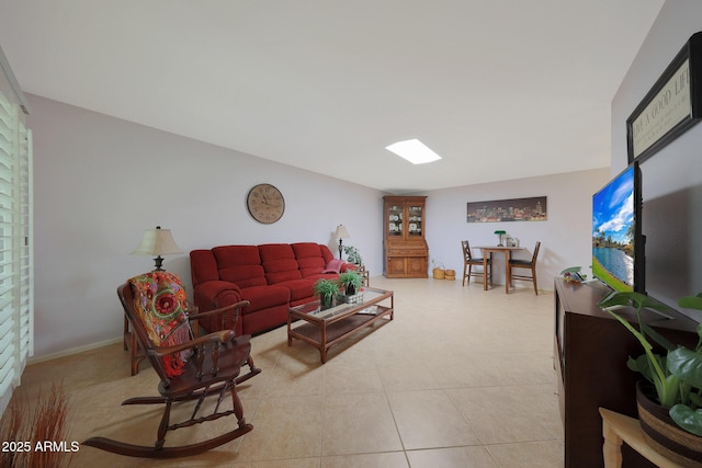 view of tiled living area