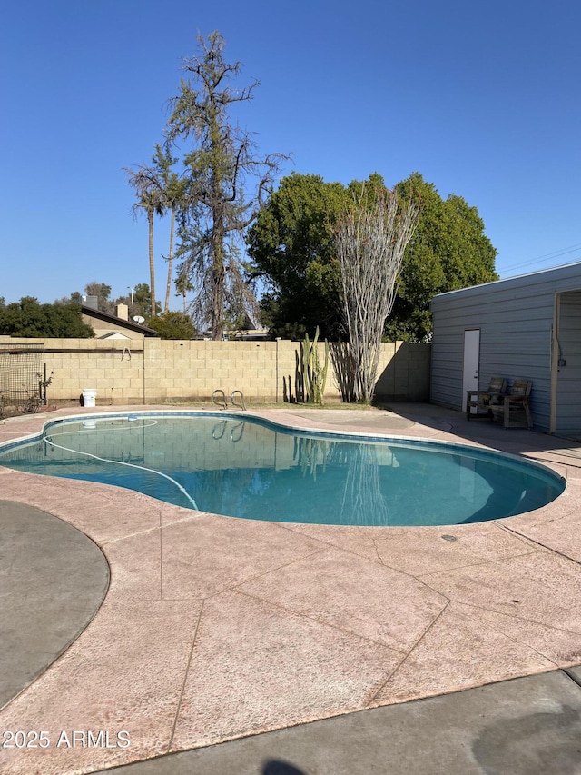 view of pool featuring a patio