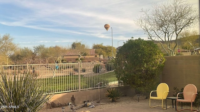 view of yard with a patio area and fence