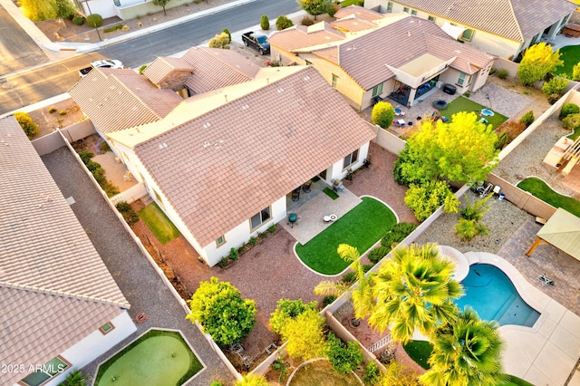 aerial view with a residential view