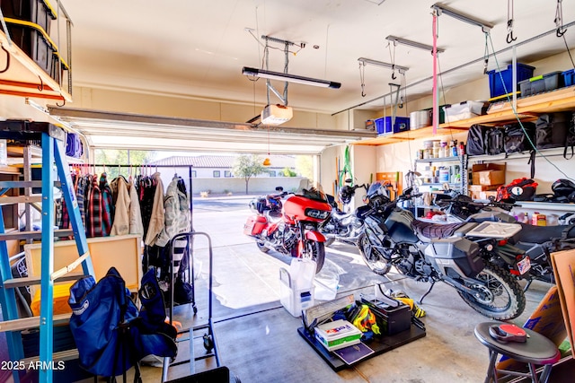 garage with a garage door opener