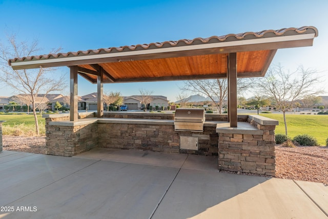 view of patio / terrace featuring exterior kitchen and area for grilling