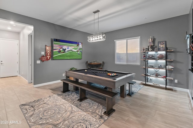 dining space featuring pool table