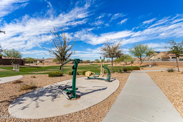 view of play area with a yard