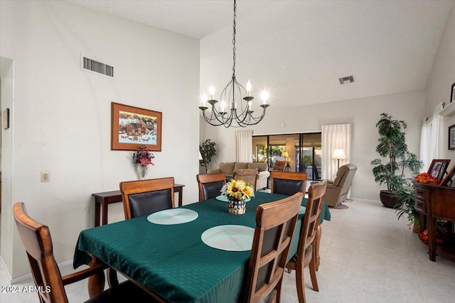 dining room with a chandelier