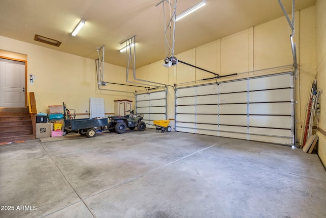 garage with a garage door opener